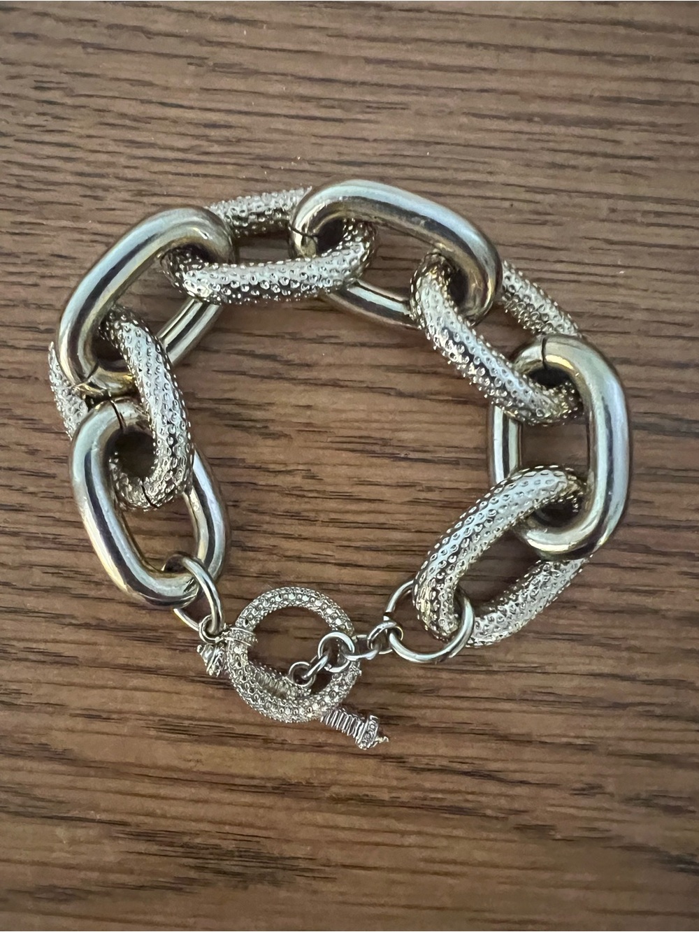 Silver Textured Link Bracelet - Women Jewelry